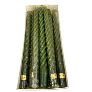 Vintage Green Twist Candles‎ Unused Taper Candles Made in Hong Kong